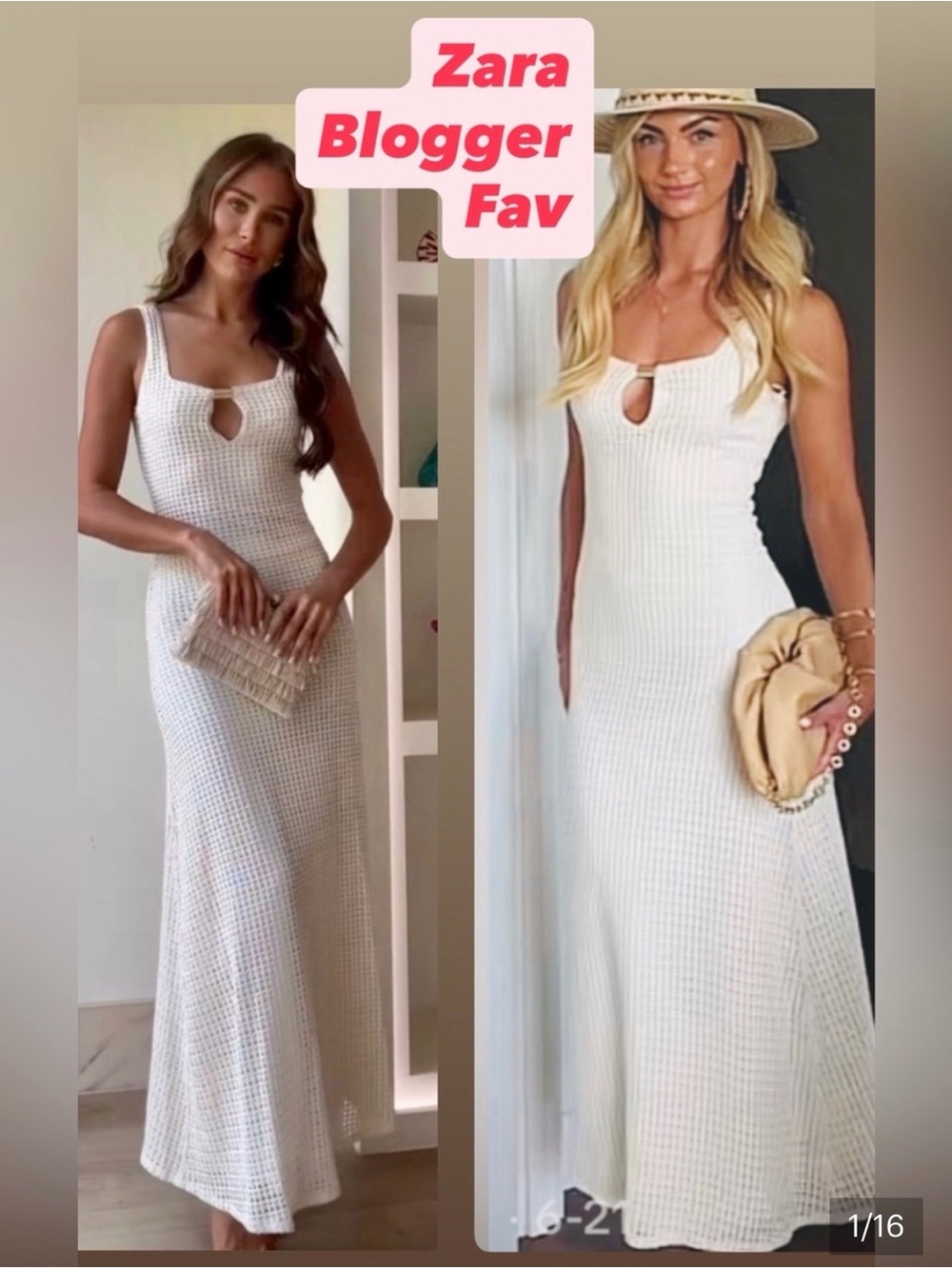 Nwt Zara Viral Crochet Knit Long Maxi Dress Cream Off White Sz XS